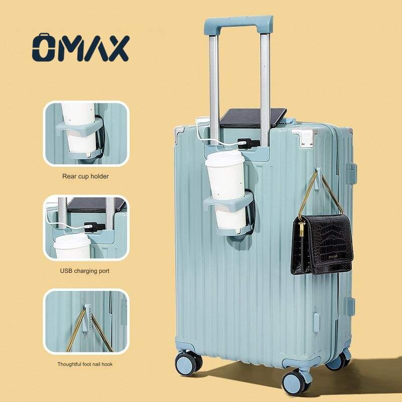 Expandable hardside suitcase, ABS+PC travel luggage, USB charging suitcase, lightweight carry-on luggage, waterproof suitcase, anti-theft luggage, spinner wheel suitcase, unisex travel bag, business luggage, aluminum handle suitcase