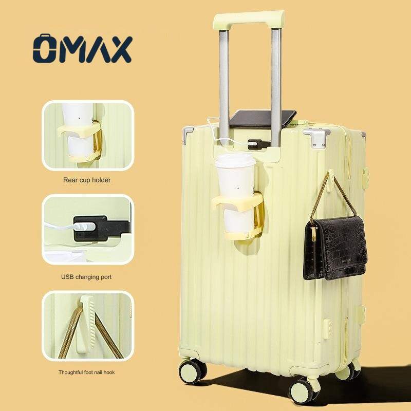 Expandable hardside suitcase, ABS+PC travel luggage, USB charging suitcase, lightweight carry-on luggage, waterproof suitcase, anti-theft luggage, spinner wheel suitcase, unisex travel bag, business luggage, aluminum handle suitcase