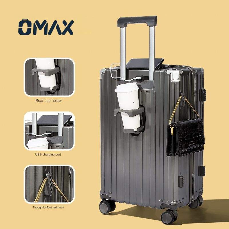 Expandable hardside suitcase, ABS+PC travel luggage, USB charging suitcase, lightweight carry-on luggage, waterproof suitcase, anti-theft luggage, spinner wheel suitcase, unisex travel bag, business luggage, aluminum handle suitcase