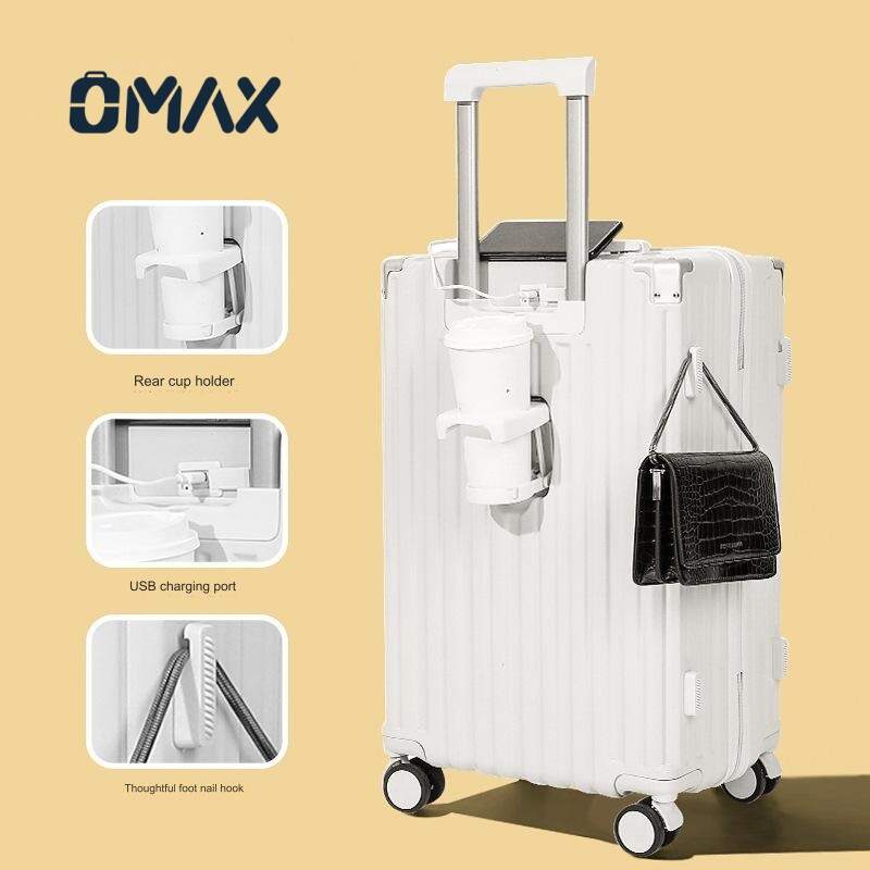 Expandable hardside suitcase, ABS+PC travel luggage, USB charging suitcase, lightweight carry-on luggage, waterproof suitcase, anti-theft luggage, spinner wheel suitcase, unisex travel bag, business luggage, aluminum handle suitcase