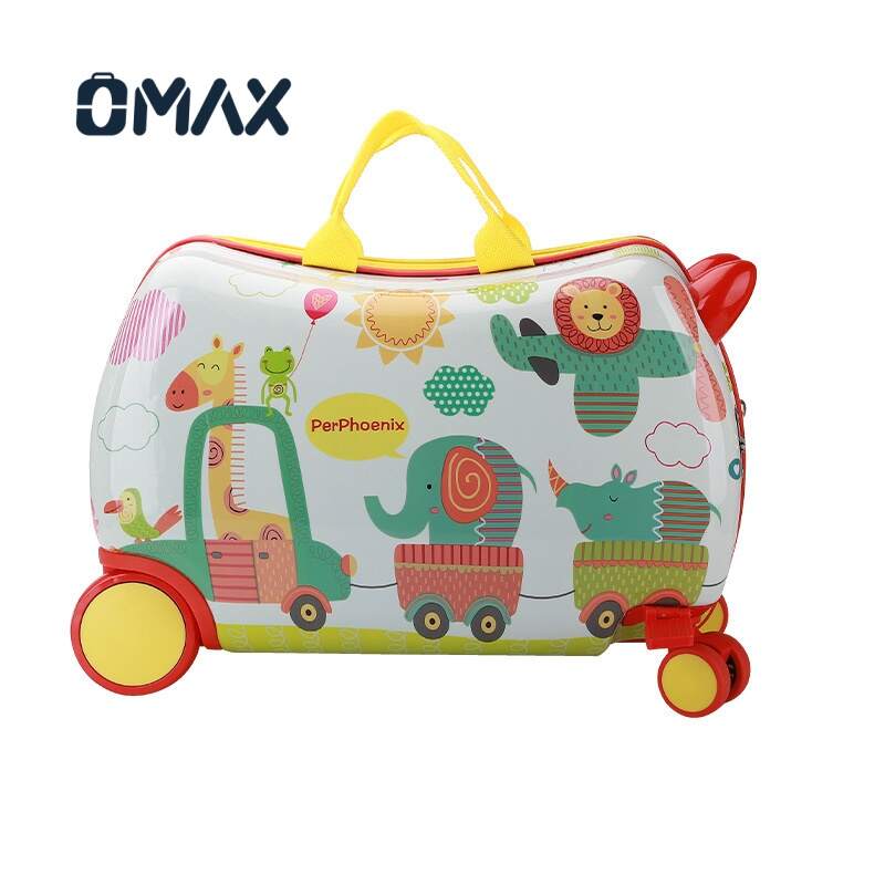 OMAX Kids Ride-On Suitcase: Cartoon Carry-On Luggage with Spinner Wheels, Waterproof ABS/PC Design