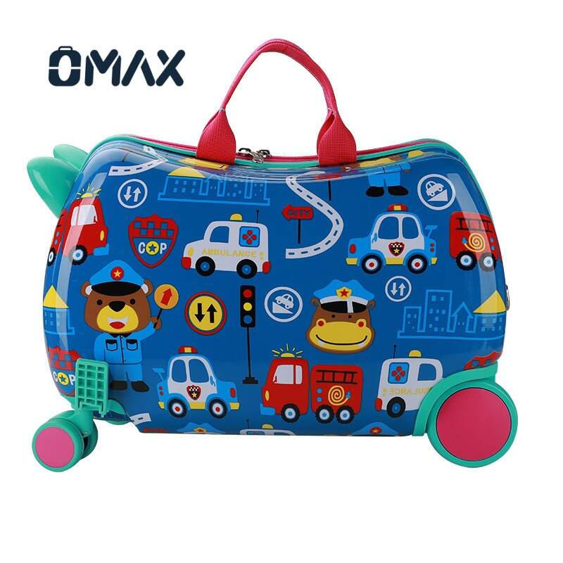 kids ride-on luggage, cartoon carry-on suitcase, waterproof spinner luggage, children's travel suitcase with lock, ABS/PC childrens luggage, lightweight kids suitcase, portable ride-on trolley, childrens sitting luggage, travel luggage for 3-12 year olds, secure spinner suitcase for kids