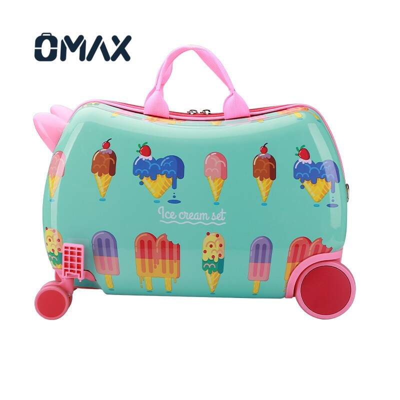 kids ride-on luggage, cartoon carry-on suitcase, waterproof spinner luggage, children's travel suitcase with lock, ABS/PC childrens luggage, lightweight kids suitcase, portable ride-on trolley, childrens sitting luggage, travel luggage for 3-12 year olds, secure spinner suitcase for kids