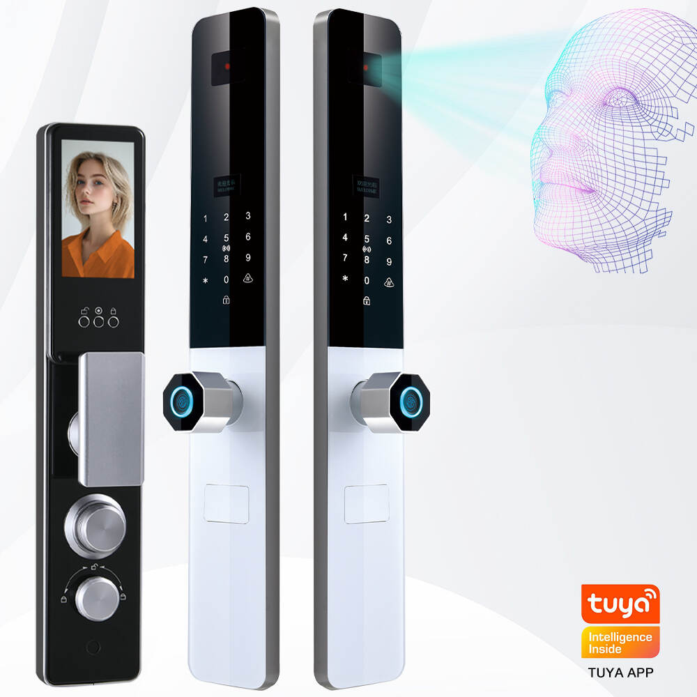 Elegent Black Kẽm Hợp kim 3D ID cửa từ xa Tuya WiFi vân tay Khóa mặt thông minh cho Bán buôn-Copy