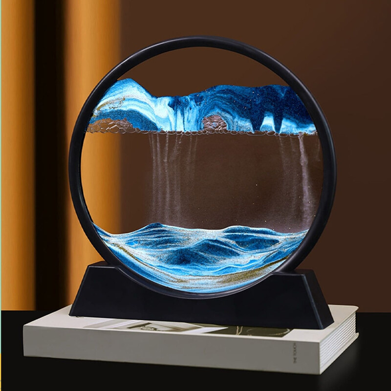 7 Inch 3d Liquid Circular Glass Decor Sand Painting