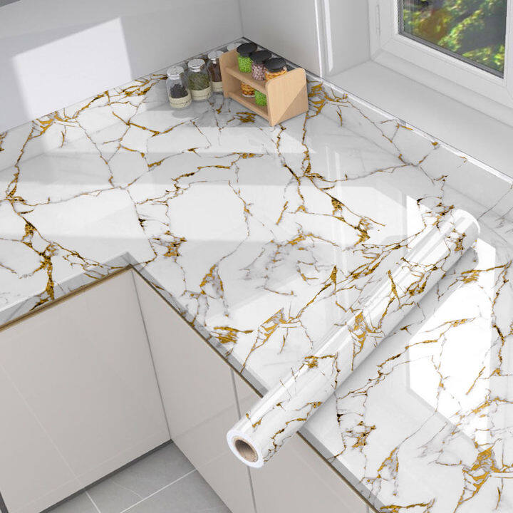 Waterproof & Oil-proof Self-adhesive Film With Platinum Marble Pattern