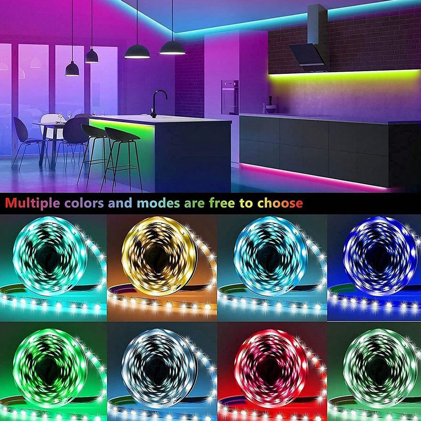 131ft/100ft Rgb 5v Smart Led Strip Light With 44-key Remote Controller