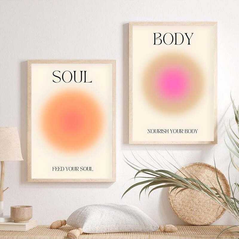 3 pcs Aura Posters Aesthetic Spiritual Soul Body Mind Quote Canvas Painting Trendy Aura Quote Wall Art Living Room Decor
