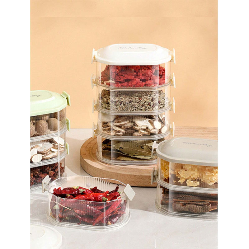 1/2/3/4/5 Layer Storage Box Lunch Box Bento Box Container Multi-Functional Storage Box Sealed Jar Grains Container Spice Box