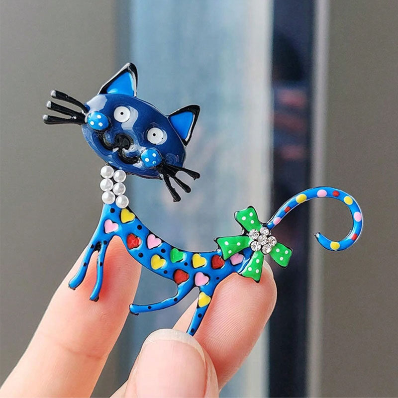 1pc Cute Colorful Enamel Cat Brooch, Great With Everyday Wear For Women's Coat And Suit