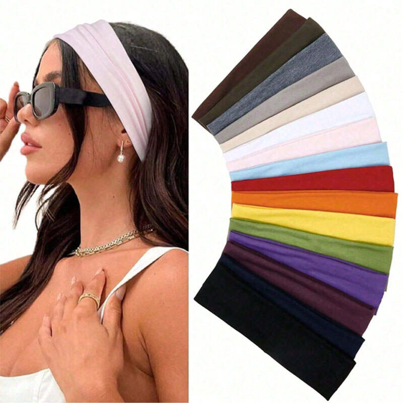 18pcs Sporty Stretch Headbands for Yoga & Running