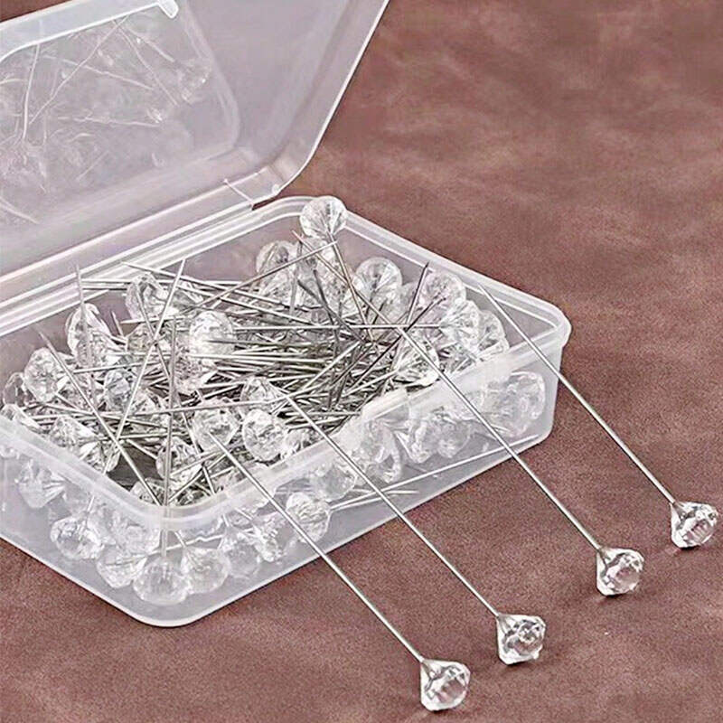 100pcs Crystal Rhinestone Head Pins for DIY Crafts