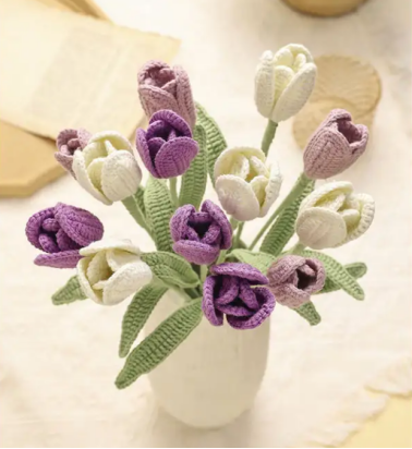 Hand-Crocheted Tulip Bouquet for Decor