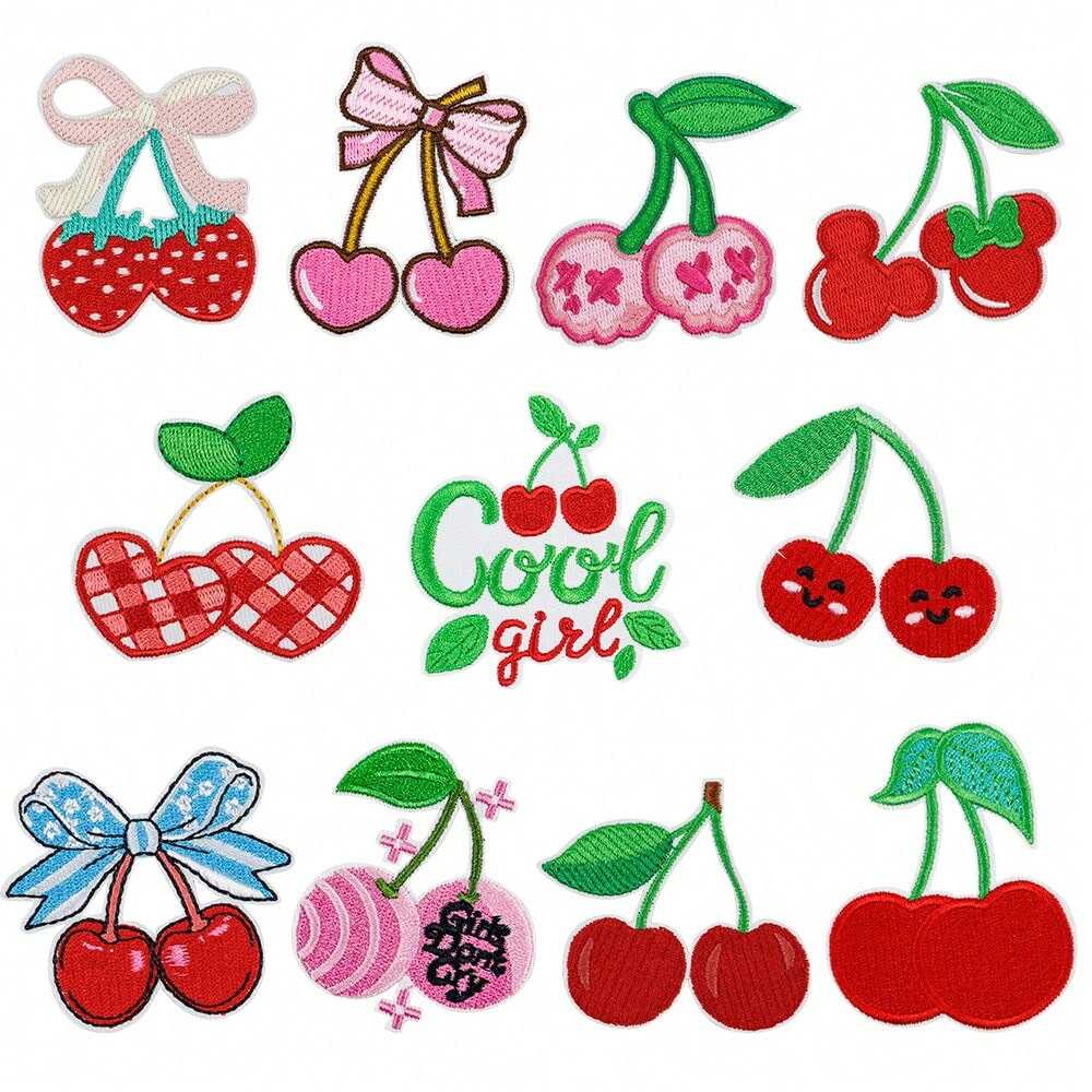Cherry Embroidery Patch Set, DIY Decoration for Clothes & Bags - Bulk Supplier, Custom Orders Available
