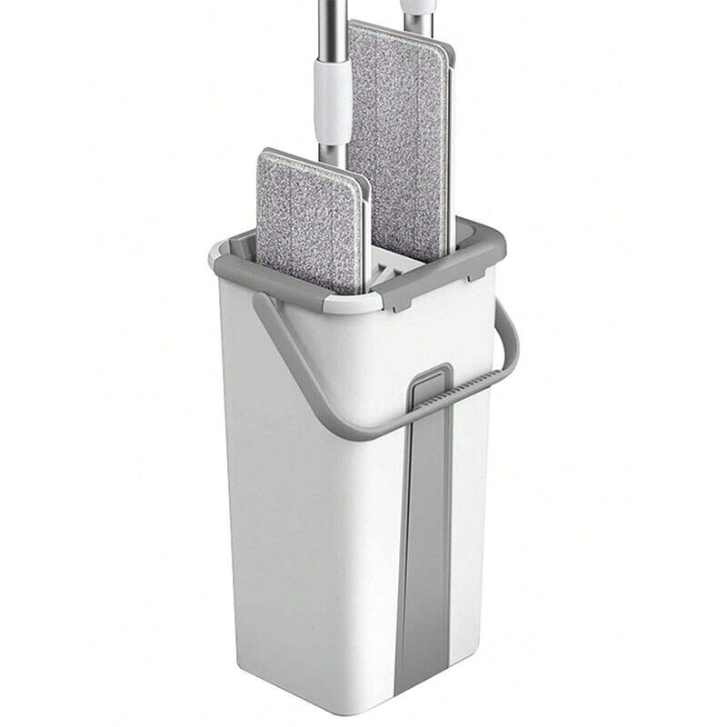 Hand-Free Flat Floor Mop & Bucket Set, Microfiber Pads - Bulk Orders Available for Home Floor Cleaning