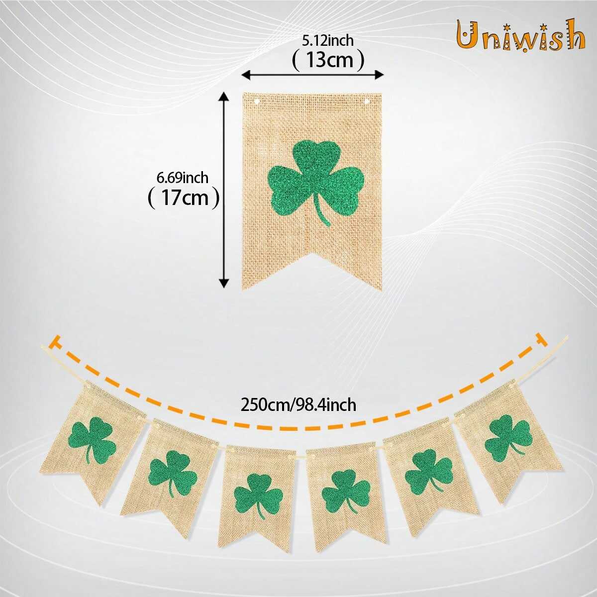St. Patrick's Day decor, clover flag decoration, shamrock flag, holiday decoration set, St. Patrick's Day home decor, festive clover flag, Irish holiday decoration, shamrock decorations, St. Patrick's Day flags, event decor, seasonal decorations, wholesale St. Patrick's Day decor