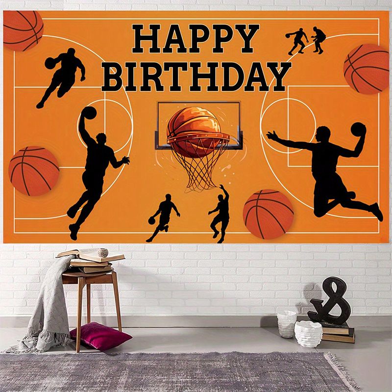 Basketball Birthday Background, Party Decor, No Power Needed