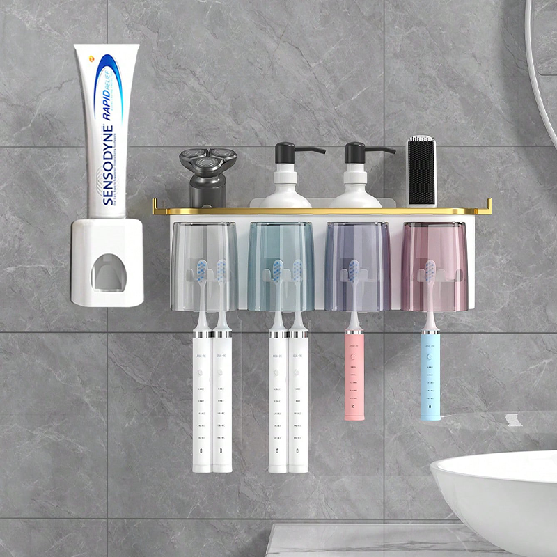 1 Set Toothbrush Holder With 2 Or 3 Or 4 Cups And Toothpaste Squeezer Supplier