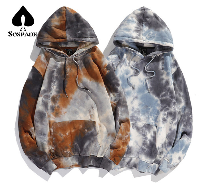 Men's hoodie with Tie-Dye color Customized  100% cotton Selected quality 320g-420g heavy weight