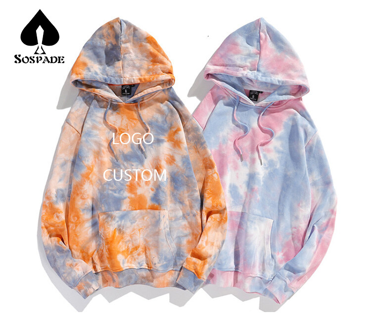 Men's hoodie with Tie-Dye color Customized  100% cotton Selected quality 320g-420g heavy weight