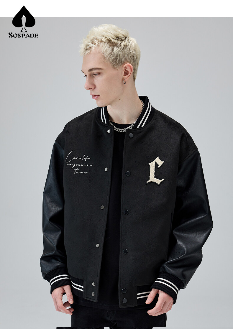 Retro Towel Embroidered C Letter Baseball Jacket Unisex American Streetwear Bomber Jacket Trendy Brand