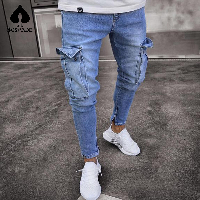 Custom Stretch Men's Skinny Jeans Fashion Zipper Ripped Denim Jeans Pants For Men Stylish