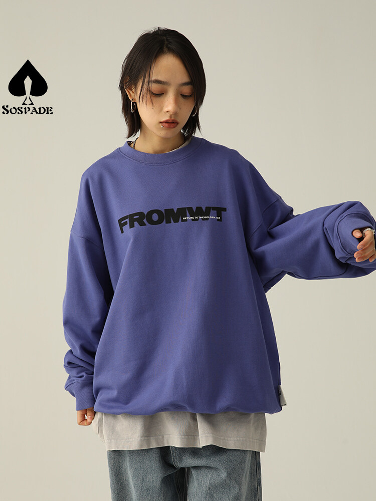 OEM / ODM Concise style Round neck loose pullover hoodie spring autumn heavy cotton top