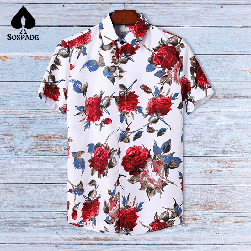 SoSpade OEM/ODM Beachwear High Quality Men's Shirt Casual Beach Printing Mens Button Up Aloha Shirt