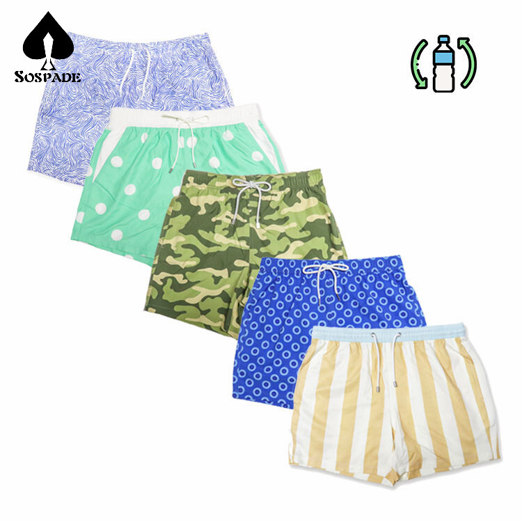 SoSpade OEM/ODM Custom Quick Dry Mens Recycled Swim Trunks Surf Board Shorts Beach sets For Men