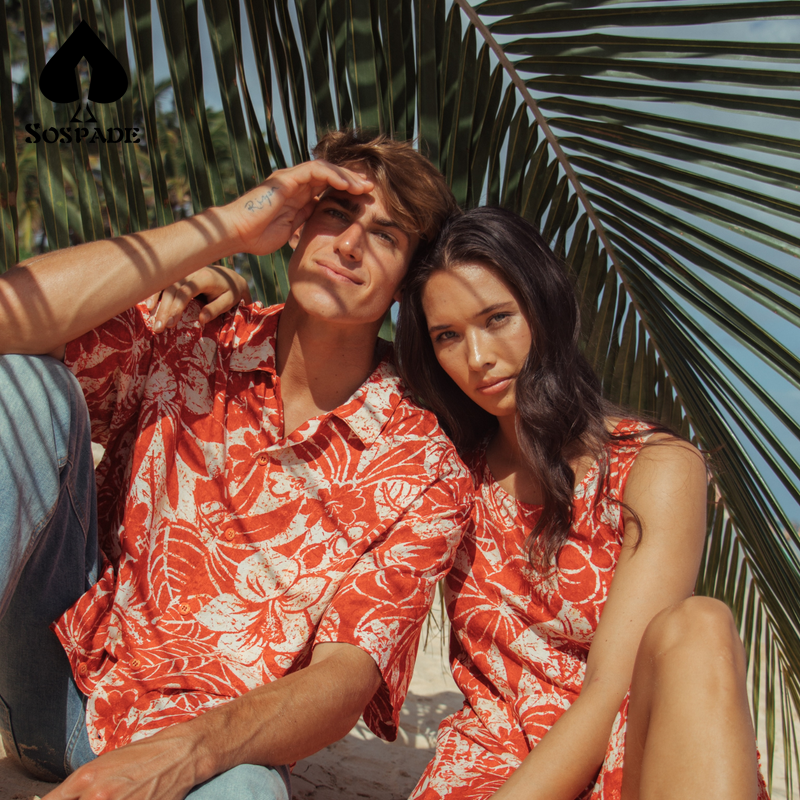 SoSpade OEM/ODM Custom made Hawaiian Beach suit floral print Label custom Patterns can be customized