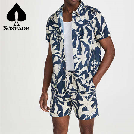 SoSpade OEM/ODM Custom make Summer custom logo Two pieces sets Casual Beach Style for men