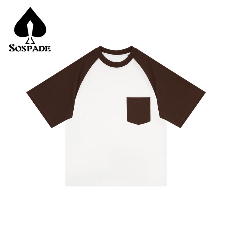 Pocket T-shirt 300gsm Color crossover Pure Cotton 30 HIGH-DENSITY YARNS - Raglan short sleeve with Pocket