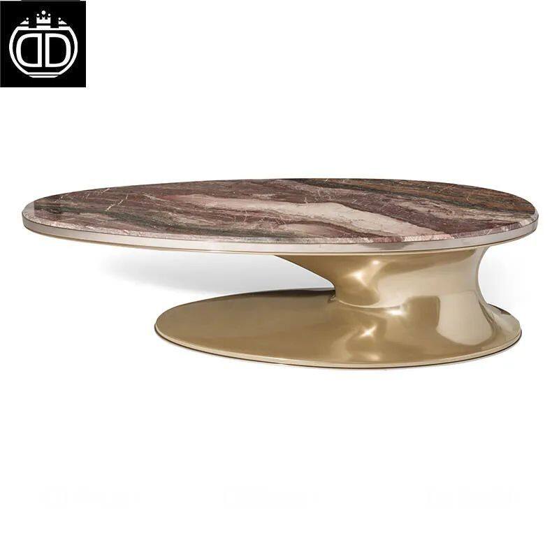 Oval Luxury Stainless Steel Living Room Low Coffee Table