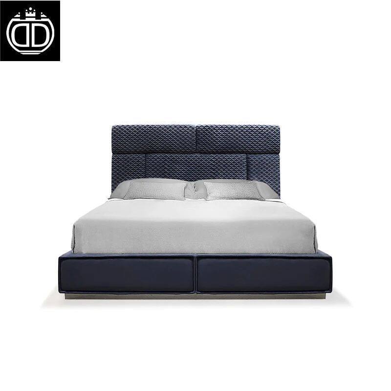 Modern Minimalist Furniture Headboard Bed  Velvet Upholstered