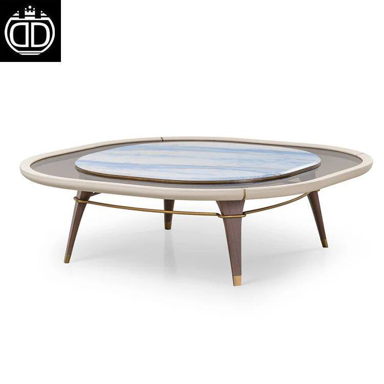 Postmodern Marble Glass Top Coffee Table Set High Quality Living Room Table