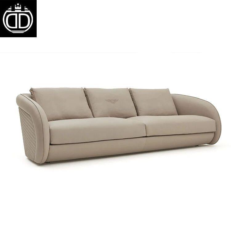 Italian Modern Leather Living Room Sectional Sofa White Armrest Fabric