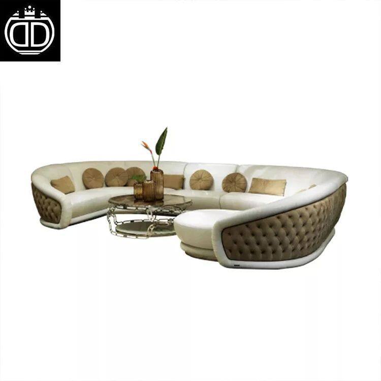 Living Room Circular Furniture Modern Curved Half Moon U Shape Sofa Set