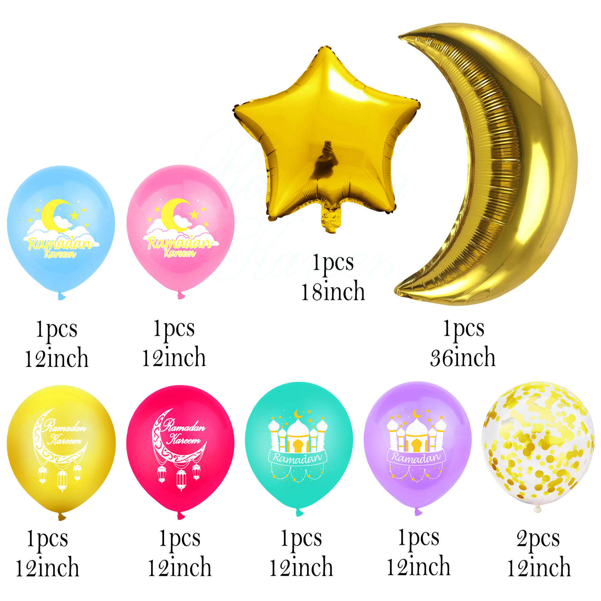 eid moon star balloons set