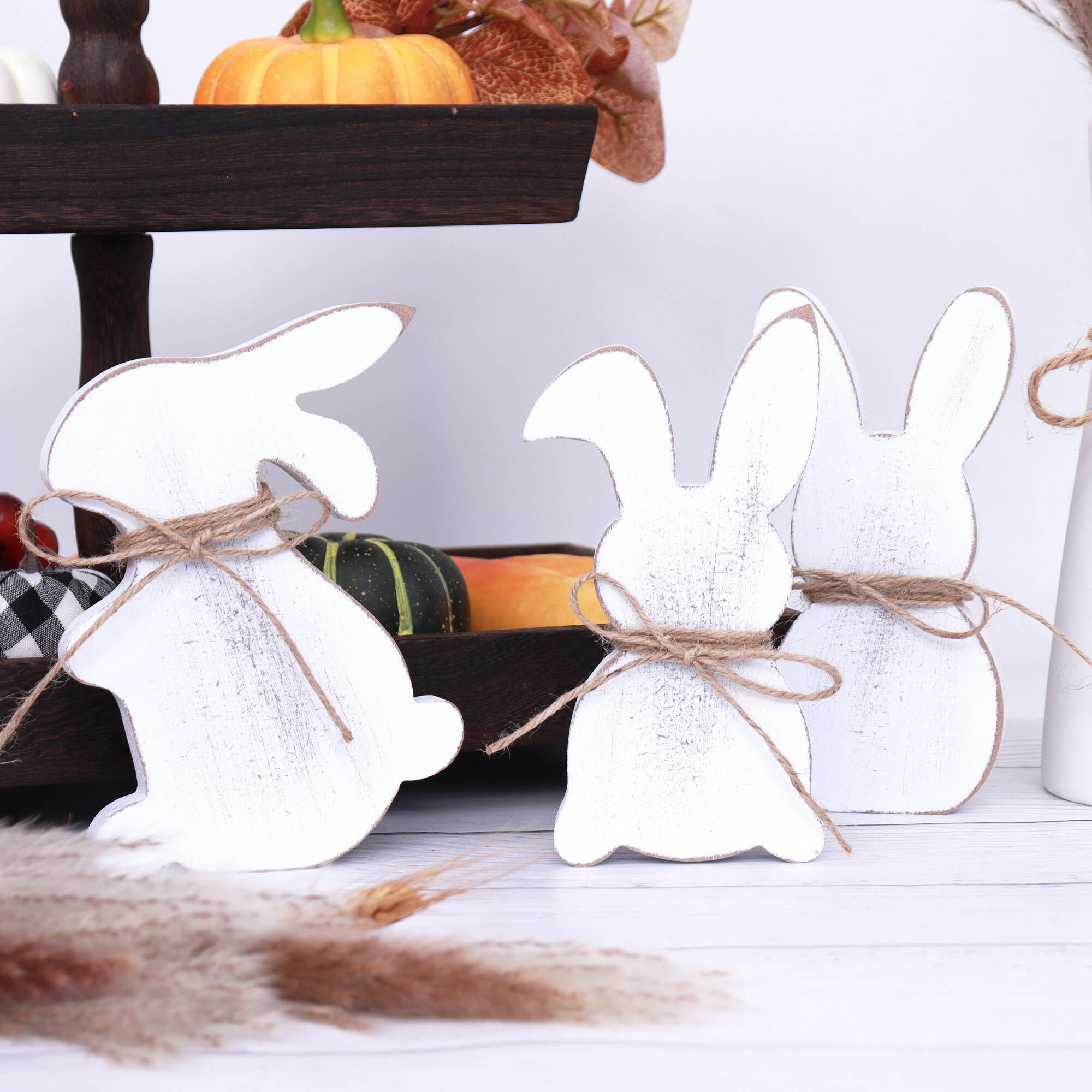 3pcs Rustic Rabbit Table Oranments Easter Holiday Home Decor