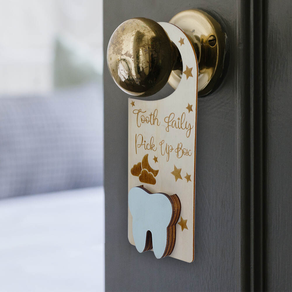 Wooden Tooth Fairy Door Hanger with Money Holder