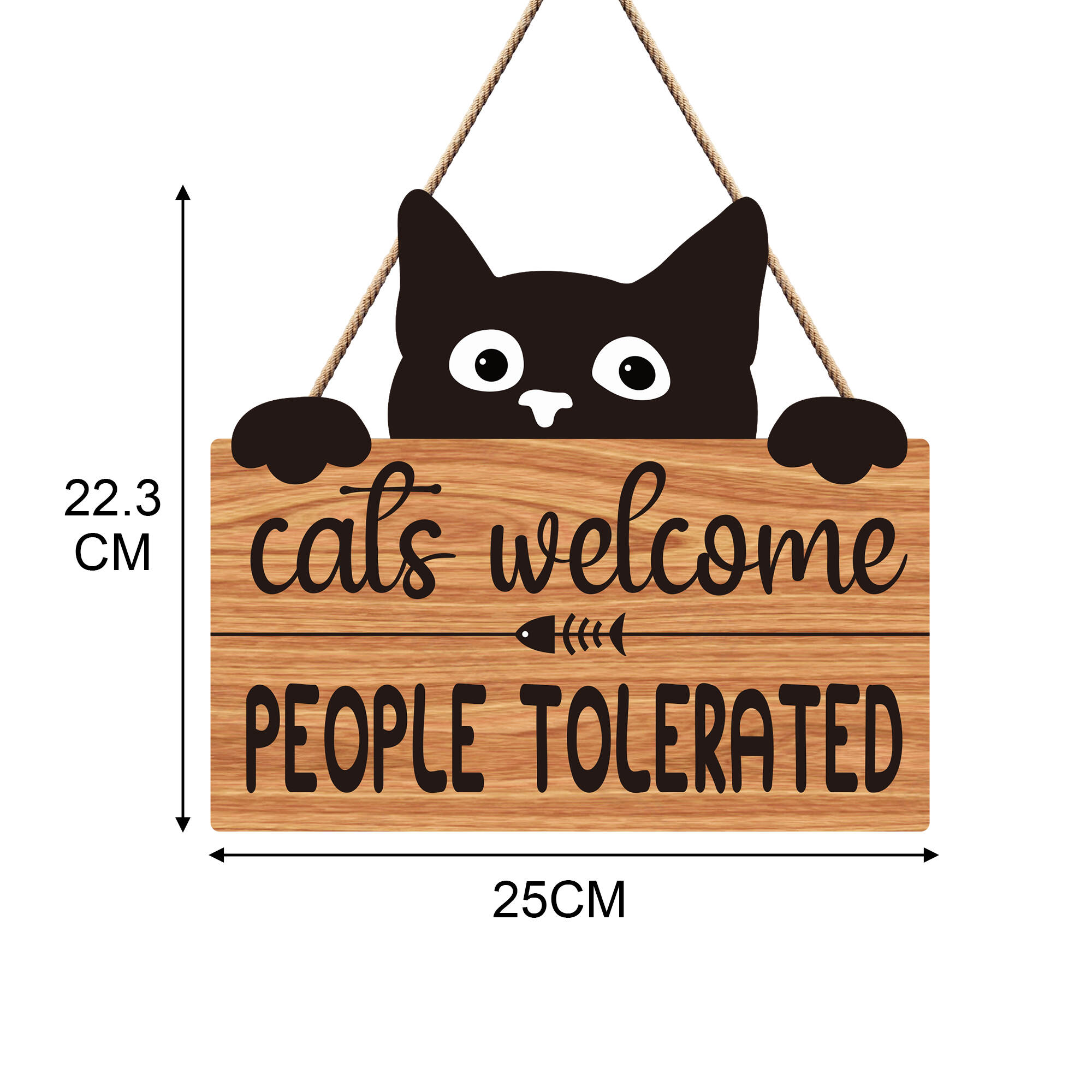 Wooden Welcome Hanging Sign Black Cat Dog Pet Door Hanger