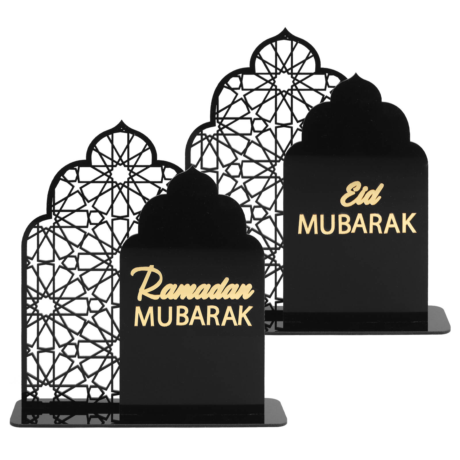 Eid Mubarak Black Gold Acrylic Signs Ramadan Decor