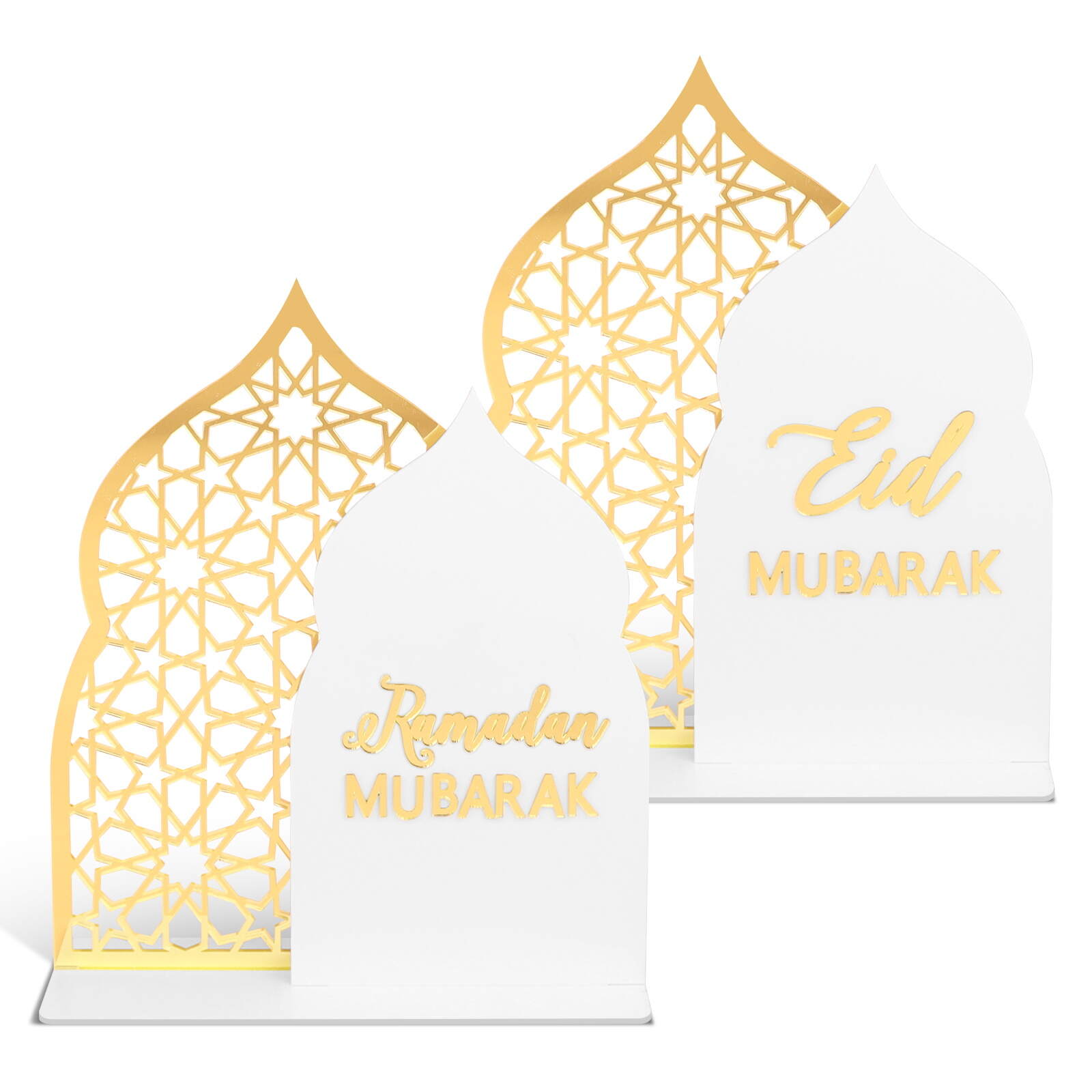 Ramadan Mubarak Sign White Gold Arch Acrylic Eid Mubarak Decor