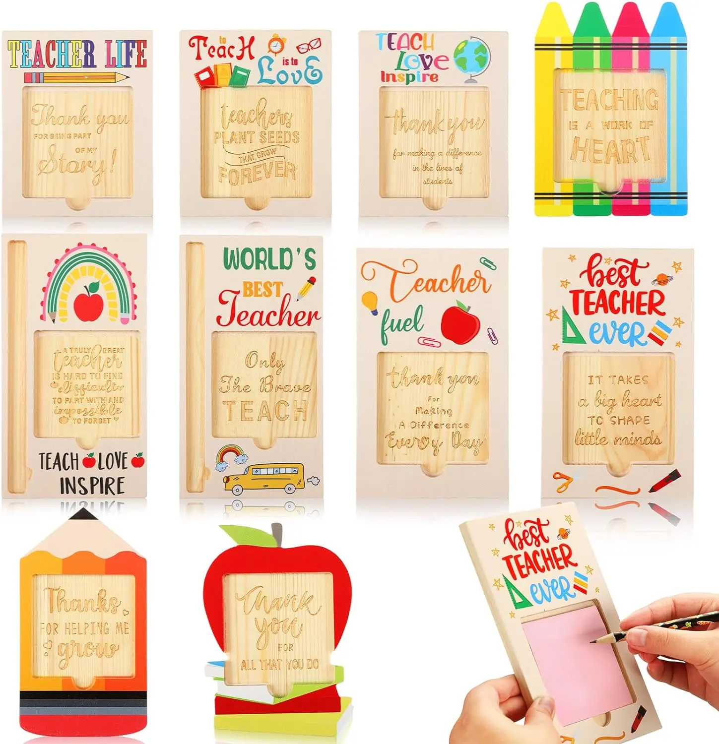 Set of 10pcs Teacher Appreciation Sticky Note Dispensers Holder School Classroom End of Year Gifts