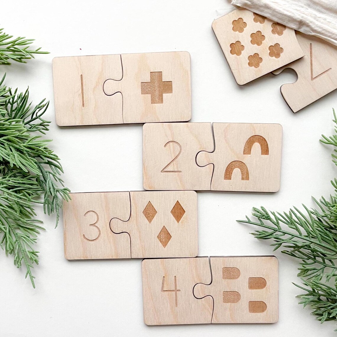 Children Educational Toys Wooden Number Puzzle Montessori Number Set