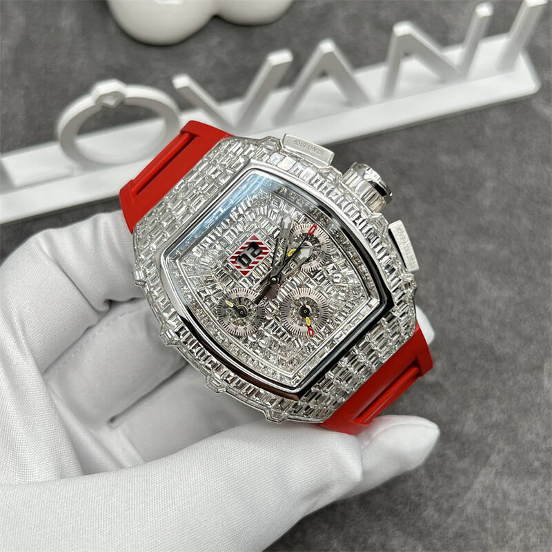 Brand: Richard Mille Model: RM011 Material: 18K rose gold set with natural diamonds (9k.14k gold/and lab-grown diamonds and Moissanite are available) Diameter: 40mm Movement: Imitation movement For pricing and more please contact my team