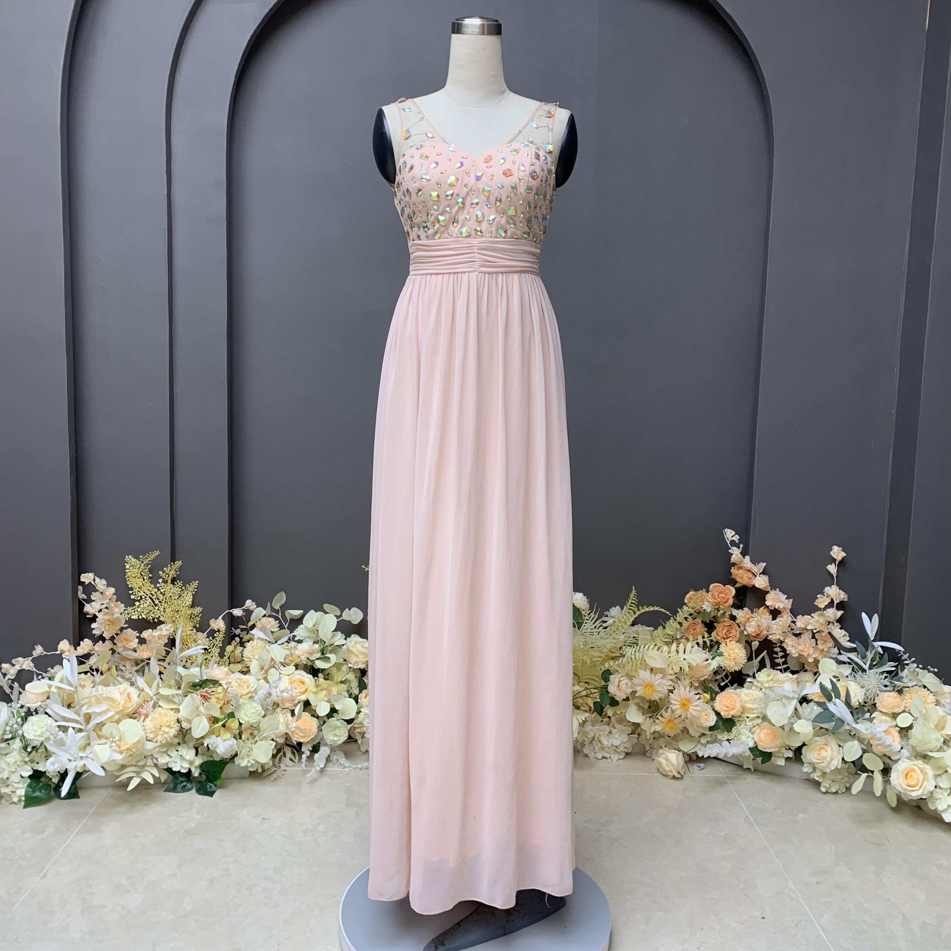 Hand made beaded sweet heart neckline ruched chiffon prom dress