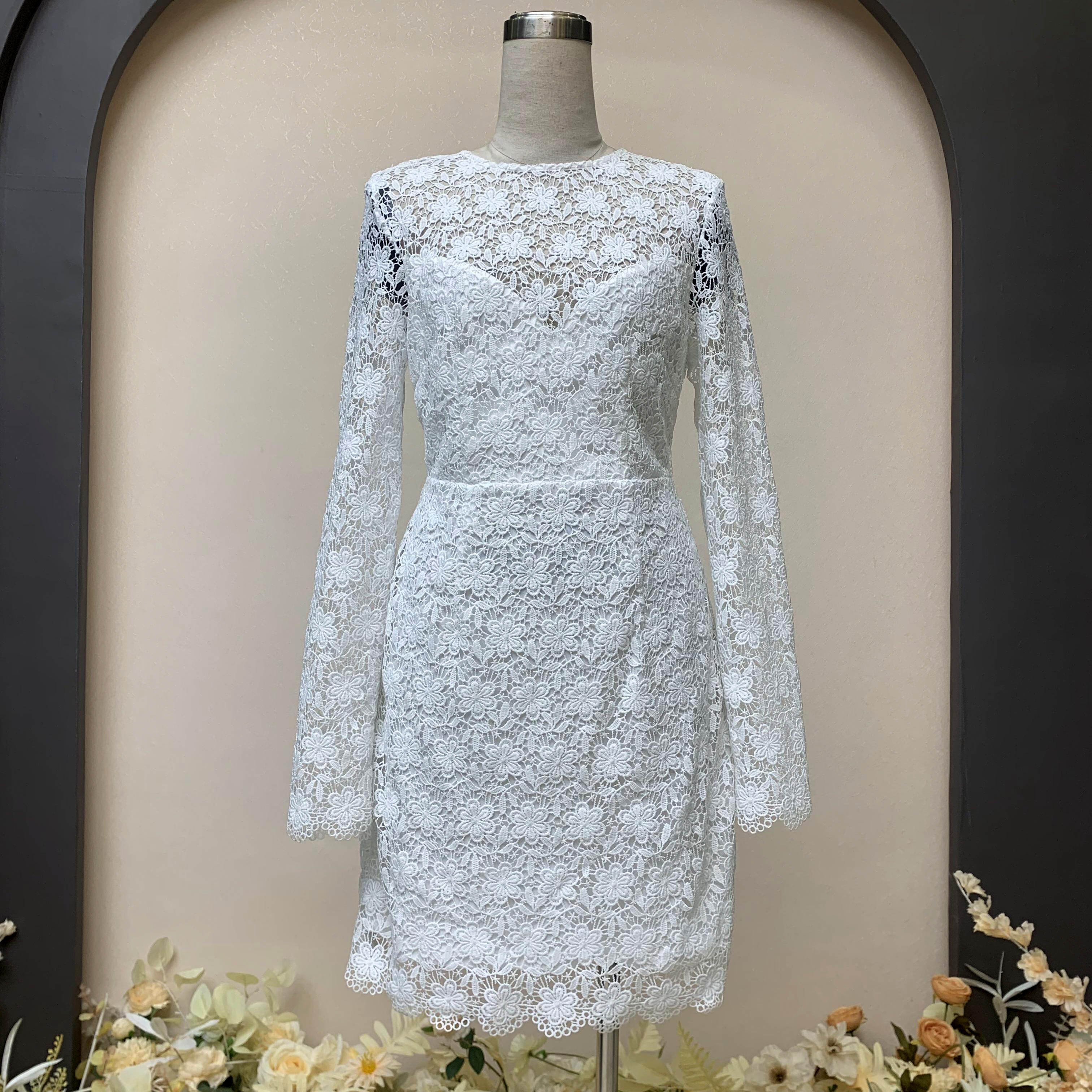 Floral lace back lace up casual dress