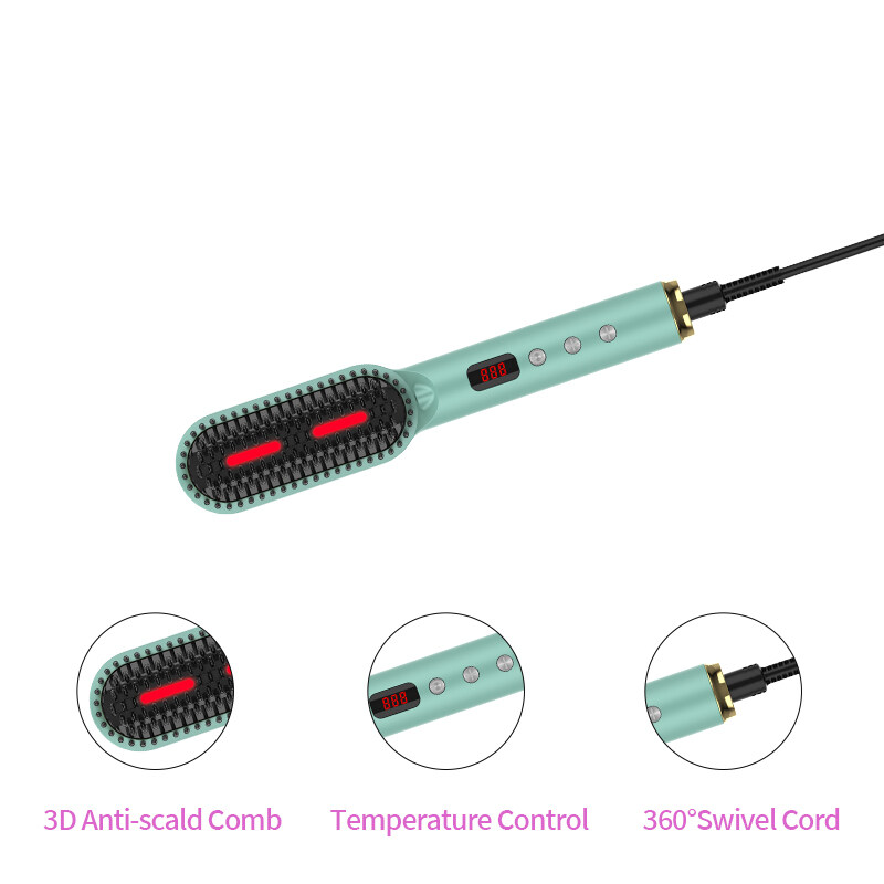 ceramic electric hair straightening brush,2 in 1 ionic hair straightener brush
