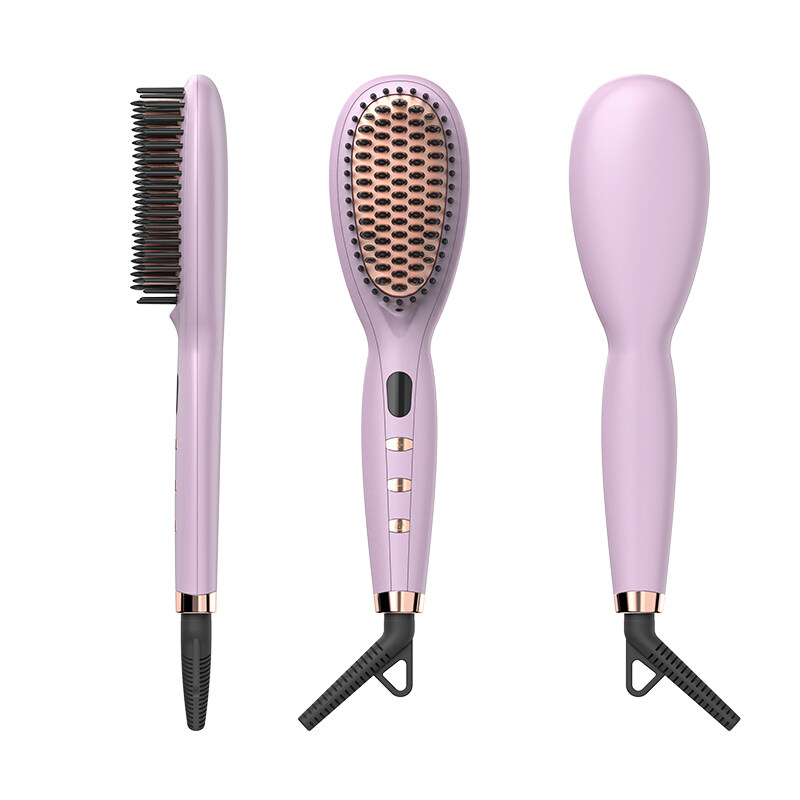 Electric Hair Brush Curler Straightener Styler,Custom Ceramic Heated Electric Hair Straightener Brush